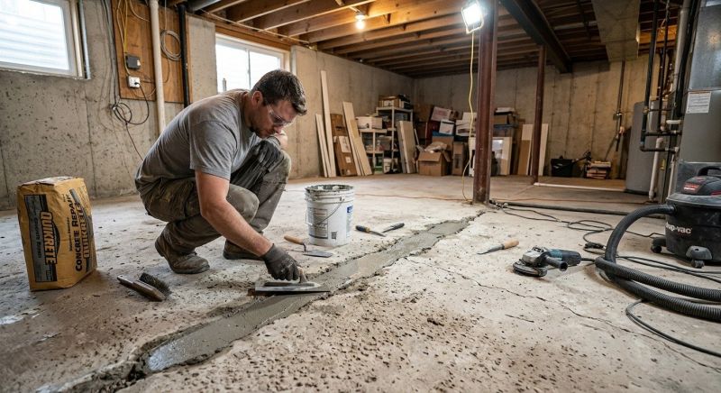 Cracked Basement Floor Repair in Summerville, SC